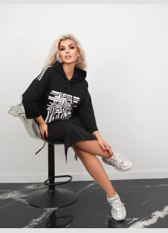 Черное женское платье с накатом цвет черный New Trend