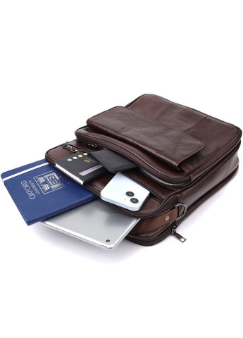 Практична чоловіча сумка з ручкою для перенесення в руці з натуральної шкіри 23024 Коричневий Vintage (348430370)