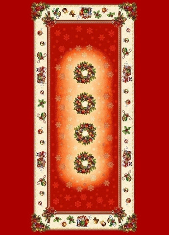 Гобеленовые новогодние скатерти на стол с золотистой нитью, красная новогодняя скатерть из гобелена 138х298см Maystat (305391091)