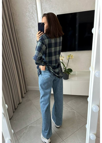 Синяя повседневный, кэжуал рубашка в клетку Style Point с длинным рукавом