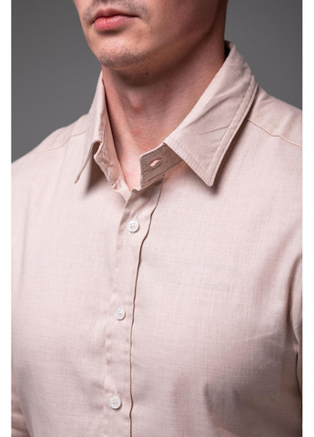 Бежевая повседневный, классическая рубашка однотонная No Brand