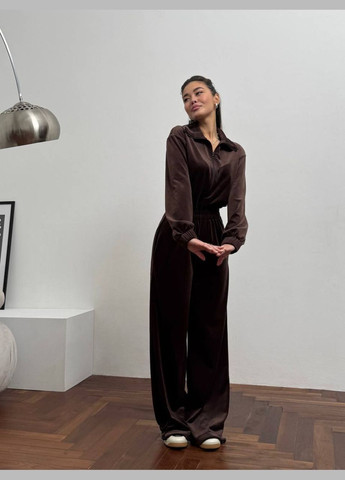 Женский велюровый комбинезон без капюшона Nositi комбинезон-брюки коричневый велюр
