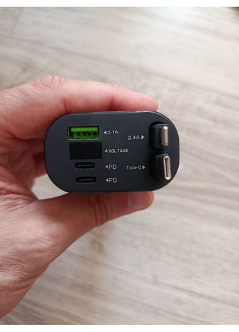 Автомобильный заряный в прикуривателе 3.1 A+ PD+PD+Type-C+кабель iOS+C QC 3.0 с вольтметром No Brand (358901493)