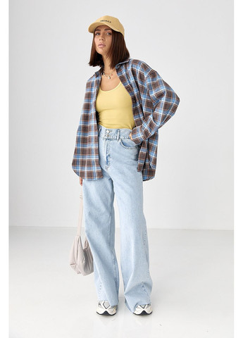 Жіночі джинси Palazzo з високою талією - блакитний колір Lurex - (353306075)