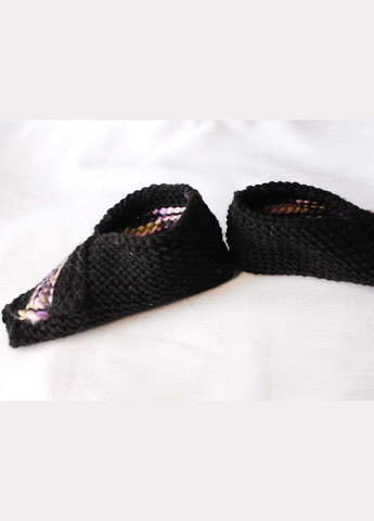 Тапочки домашние, вязаные, хендмейд, черные с цветными вставками, Украина (размер 37-38) Ярослав (356518868)