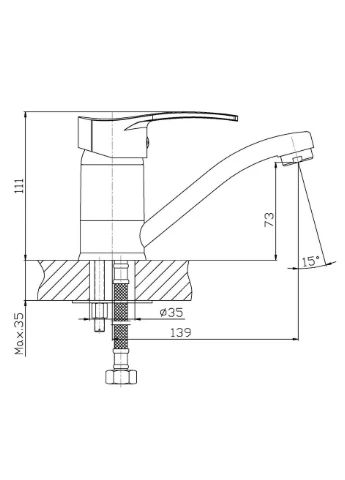 Смеситель для умывальника Onix 004 с изливом 15 см (HB0768) Haiba (400907501)