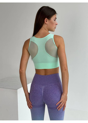 Женский фитнес-топ бесшовный / Спортивный бирюзовый эластичный топ / Женский топ для тренировок бирюзового цвета No Brand (370204815)