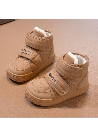 Светло-коричневые зимние зимние теплые сапожки на меху на 2х липучках No Brand