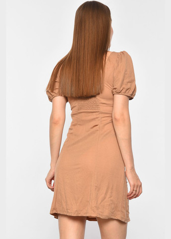 Бежевое джинсовое платье женское бежевого цвета а-силуэт Let's Shop однотонное