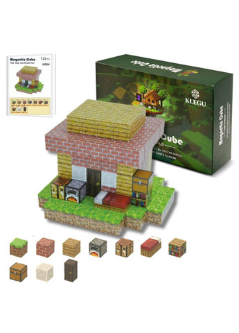 Конструктор майнкрафт кубики конструктори Magnetic Cube 122 деталей для дорослих та дітей minecraft No Brand Хатина з цегли (358930672)