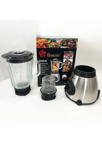 Стационарный блендер с кофемолкой MS-6610 Стеклянная чаша 1.5л для коктейлей 1000Вт Серебрянный/Черный Domotec (353689348)