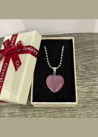 Кулон с натуральным камнем Улексит кошачий глаз в форме сердца на цепочке в подарочной коробочке No Brand (331291737)