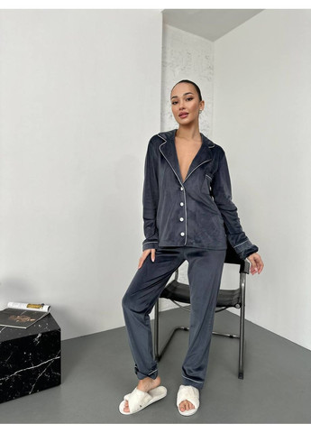 Графитовая всесезон пижама (лонгслив, брюки) Garna