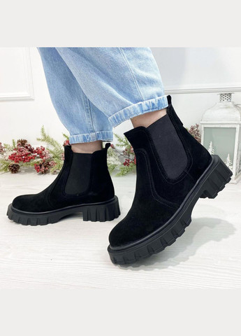 Челсі замшеві жіночі на потовщеній підошві. Колір чорний. 39 розмір Vasha para (304773287)