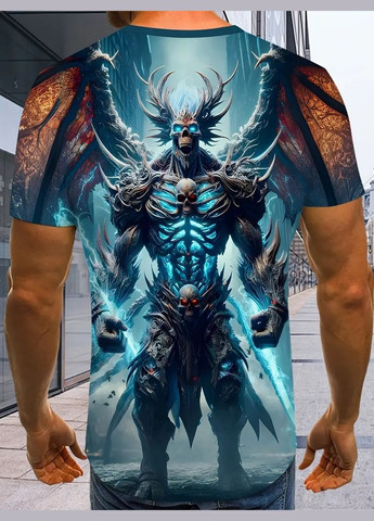 Чорна чоловіча футболка 3d принт скелет демон термо дихаюча m luxaurum025 No Brand