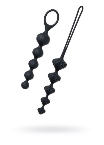 Набор анальных бусин Beads Black, силикон, макс. диаметр 3,3 см и 3,5 см Satisfyer (366875946)
