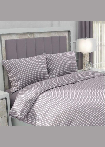 Мікрофіброва постільна білизна принт клітка Полуторний 150x210 см Сірий (М-P-0138) No Brand (308755349)
