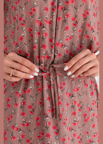 Світло-коричнева повсякденний сукня вільного силуету середньої довжини з розрізом по переду (ск 0624) RiMari