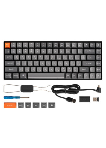 Клавіатура механічна K2 Max 84Key, K Super Brown, WL/BT/USB-A, Hot-Swap, QMK, EN/UKR, RGB, чорний Keychron (367854270)