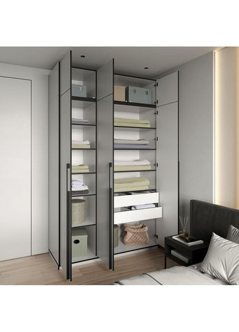 Шафа розпашна з полицями на 3 дверки з шухлядами та антресоллю R-0015 від Венге темний MORELI (335424875)