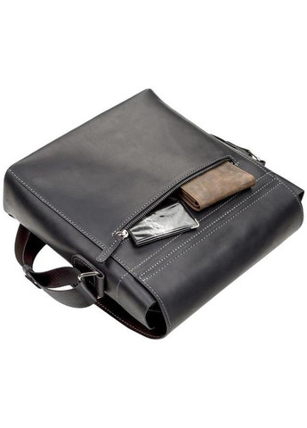 Сумка планшет через плече чоловіча для документів А4 із натуральної шкіри середня Чорний 36724 Shvigel (353689953)