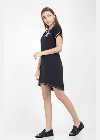 Чорна повсякденний сукня-туніка з бавовняного трикотажу (1713) Triko Bakh