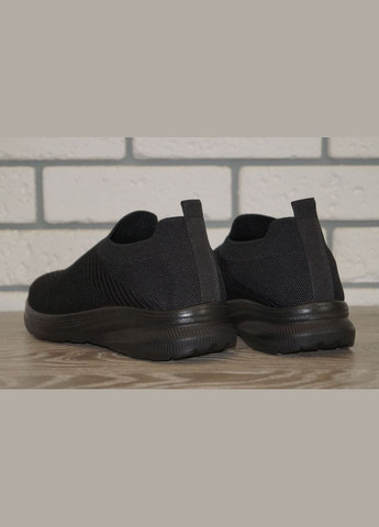 Черные демисезонные кроссовки подростковые текстильные без шнурков черные Wangle CAB