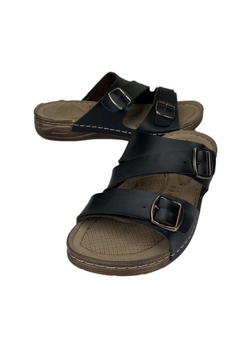 Черные шлепанцы мужские с пряжкой черные 0060 No Brand