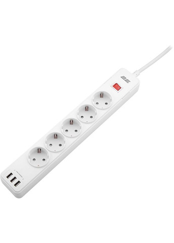 Сетевой фильтр 5 розеток 3xUSB-A 2м 16А 3x1.5мм2 White (-SP515M2USBWH) 2E (322768974)