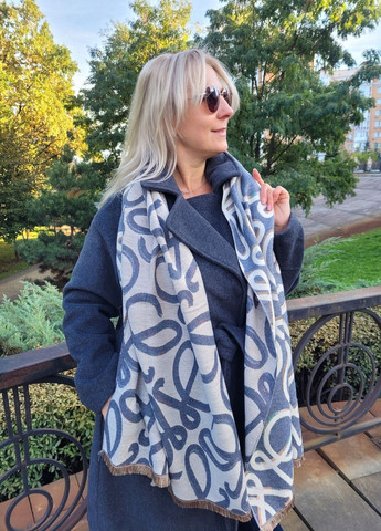 Женский двусторонний кашемировый шарф с орнаментом Линии стиля No Brand (365658186)