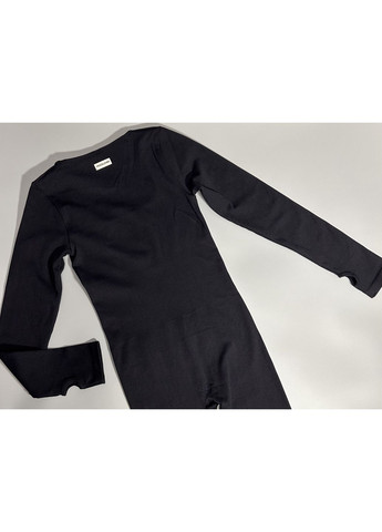 Женский спортивный комбинезон с длинным рукавом. No Brand чёрный