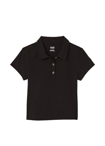 Женская футболка поло Cotton ShortSleeve Polo S черная Victoria's Secret (282964716)