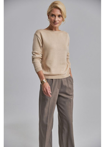 Светло-бежевый демисезонный лаконичный джемпер с горловиной челнок (2892) Triko Bakh