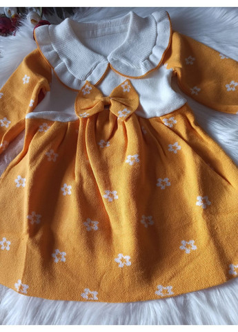 Жовта сукня для дівчинки машинна в'язка | тепла в'язана | No Brand (366428830)