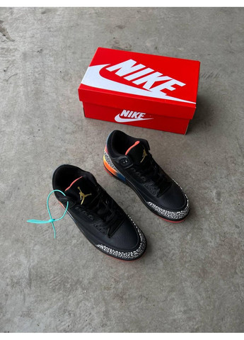 КРОСІВКИ ЖІНОЧІ NIKE AIR JORDAN 3 BLACK ORANGE НАЙК АІР ДЖОРДАН No Brand чорні демісезони (367176156)