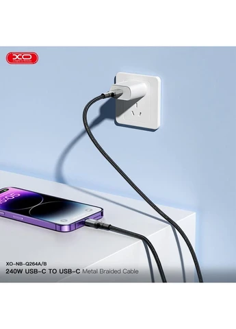Дата кабель (ek20025) XO USB-C to USB-C 2.0m 240W black (391782114)