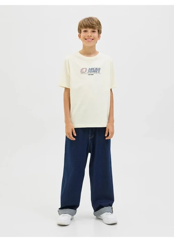 Біла літня футболка хлопчик 152 см (12 р) молочна 100% бавовна Jack & Jones