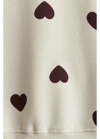 H&M детский теплый свитшот для девочки кремовый (25090803) сердечки кремовый праздничный двунитка с начесом