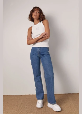 Жіночі джинси straight із металевими кнопками 5997 Lurex - (315799343)
