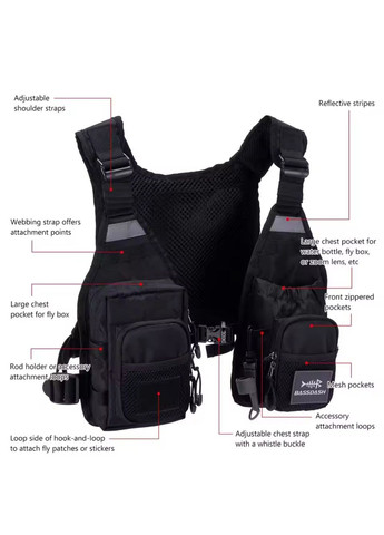 Рибацький та туристичний жилет BASSDASH,легкий жилет спінінгіста для риболовлі( ) Bassday (365963607)