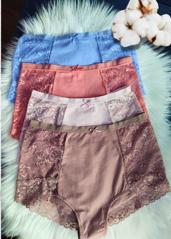 Бавовняні труси з високою посадкою та мереживом FS (329203227)