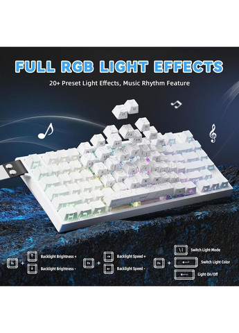 Ігрова Клавіатура R82 HE Rapid Trigger White contour Магнітні світчі. Дротова 8000Hz/s. RGB Підсвічування, 80 keys, ATTACK SHARK (370202791)