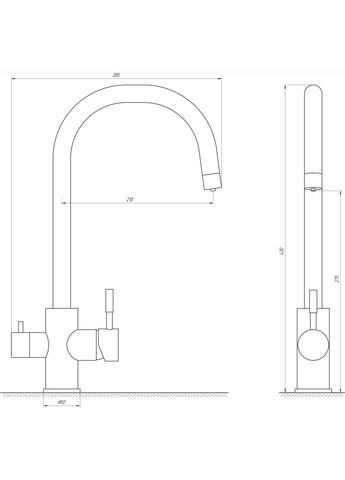 Змішувач для кухні під осмос ALPEN SUS-0333-1 Globus Lux (335040708)