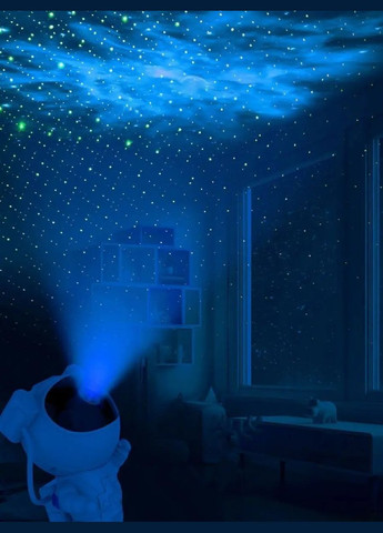 Нічник-проектор зоряного неба "Космонавт на Місяці" з пультом, LED світильник, білий No Brand (327876368)