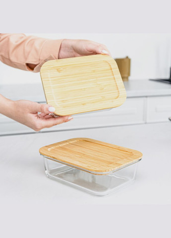 Емкость для хранения MY HOME прямоугольная с крышкой 1.04 л (KP-61 M T/WOOD) MVM (301002168)