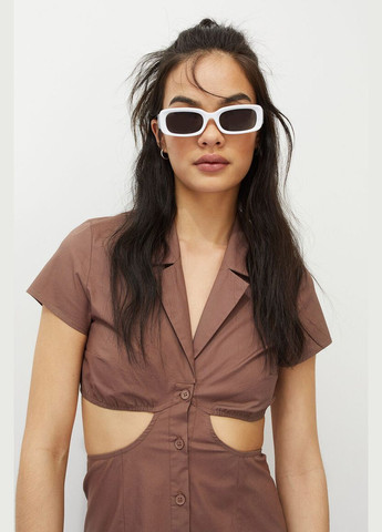 Коричневое кэжуал платье из хлопка H&M однотонное