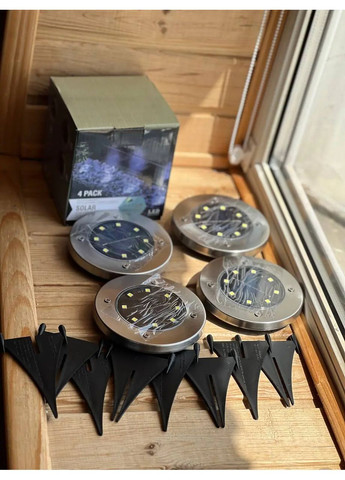 Садовий вуличний світлодіодний ліхтар-підсвічування на сонячній батареї 4шт Solar Pathway Lights Digital (363832688)