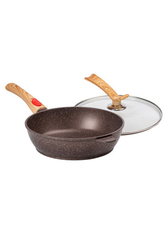 Сковорода алюмінієва 3.5 літра глибока зі скляною кришкою Ø 28 см кавова MGC HP-4-465CO Jooki (358706016)