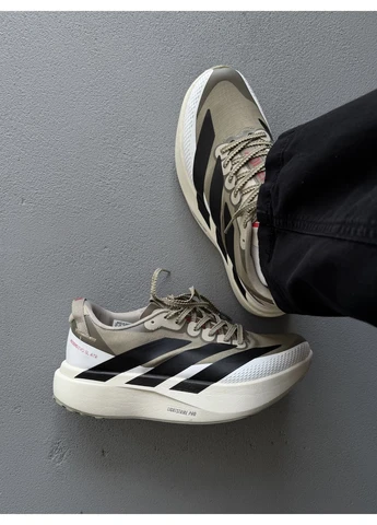 Белые летние кроссовки adidas adizero evo sl white/military green адидас адизеро No Brand