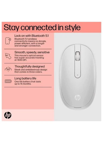 Беспроводная мышь HP 240 Bluetooth, 3 кнопки, 1600 dpi, белая Hewlett Packard (396675721)